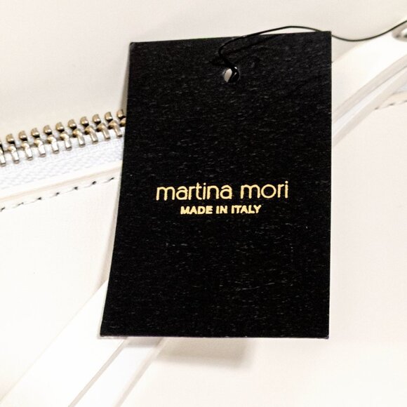MARTINA MORI Made in Italy Genuine Leather Wristlet Pouch / White + Silver NWT - Picture 5 of 6